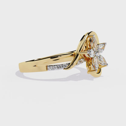 Blooming Love: 14k Gold Ring with 0.30ct Diamonds