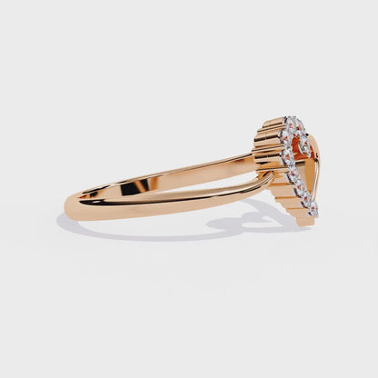 0.08 CT Lab Grown Diamond Heart Ring in 14K Rose Gold, IGI Certified