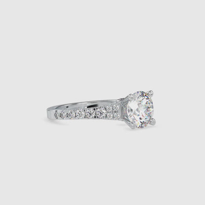 Lab Grown Diamonds with 2 CT Center Solitaire, 0.9 CT Side Diamond Engagement Ring in 14K Yellow Gold , IGI Certified