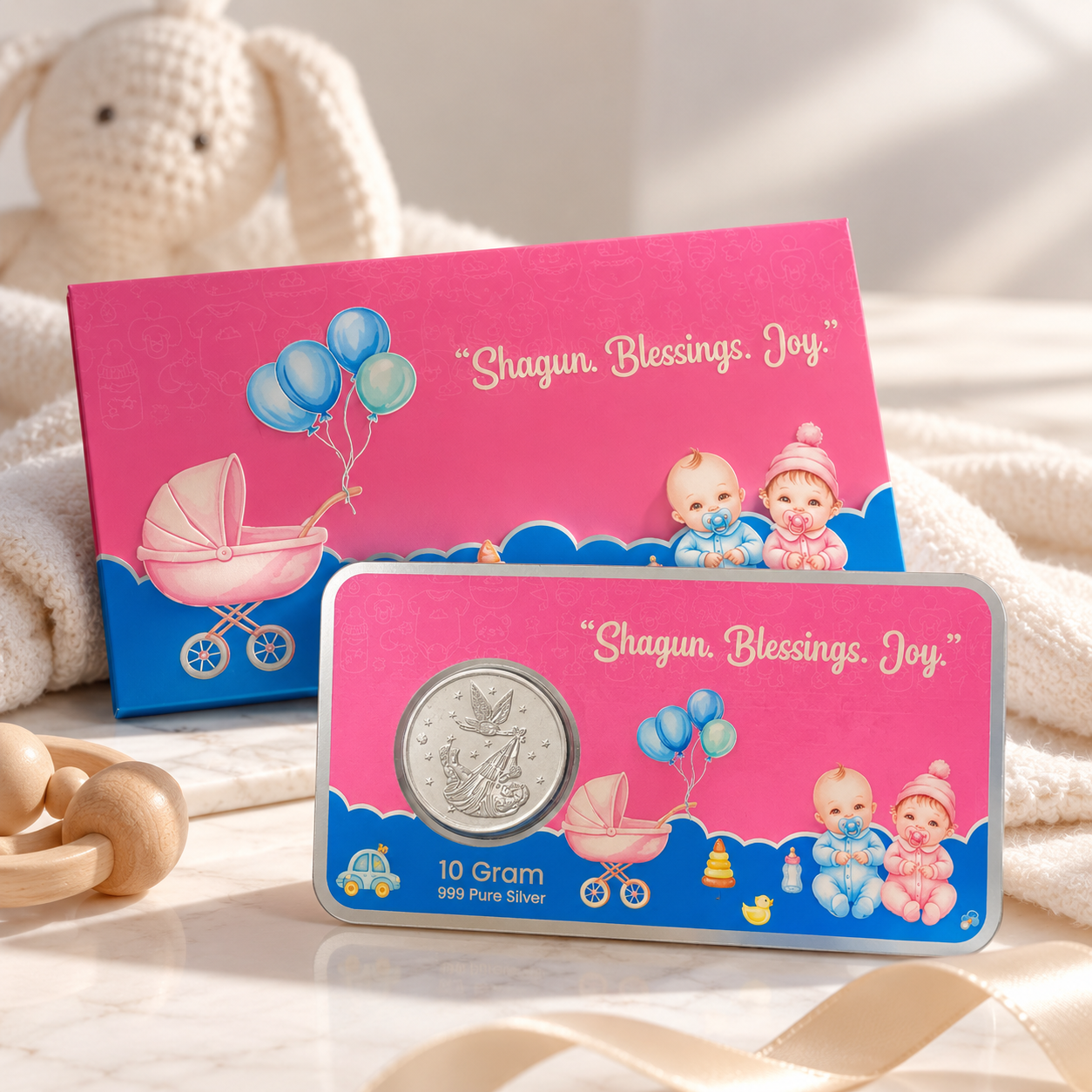 10 Gram 999 Pure Silver Baby Gift Coin | Blessings Joy Gift Envelope