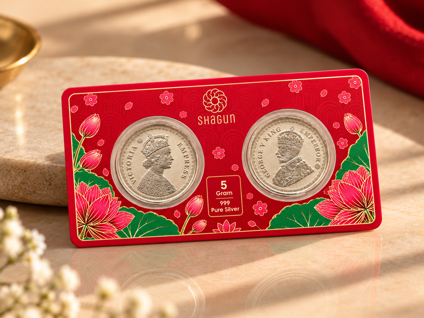 King & Queen 999 Pure Silver 5 Gram Coin Gift Set | Premium Royal Gift Box